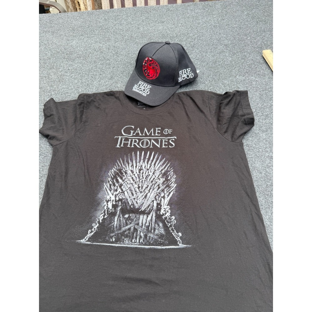 Game of Thrones Shirt Hat‎ Mens Medium Black House Targaryen Iron Throne Bundle